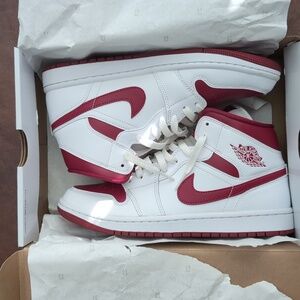 Women's Air Jordan 1 Mid size 10 pomegranate/white